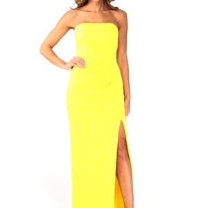 Xscape Strapless Yellow Dress